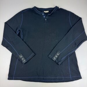 Carbon 2 Cobalt Mens Size L Long Sleeve Henley Soft Pullover Shirt Black